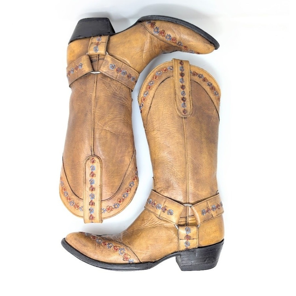 Old Gringo Hanna Gayla Floral Embroidered Cowboy Boots Size 8B‎ Bayou Yellow - Picture 3 of 7